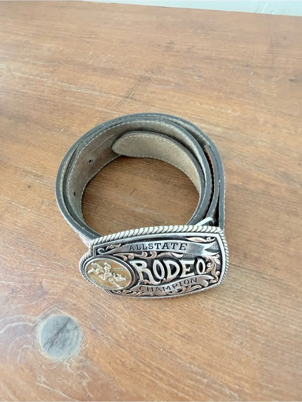 Kids Brown Leather Belt with Decorative Buckle